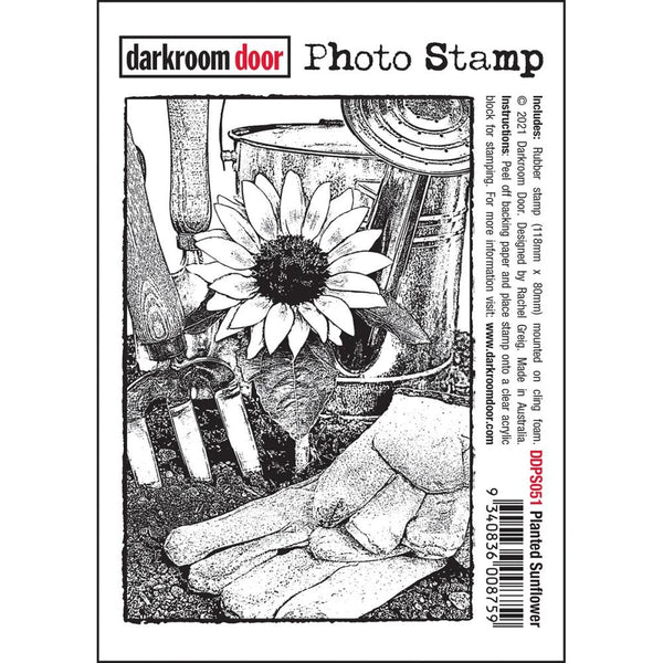 Darkroom Door Photo Cling Stamp 4.6"X3.2" - Planted Sunflower