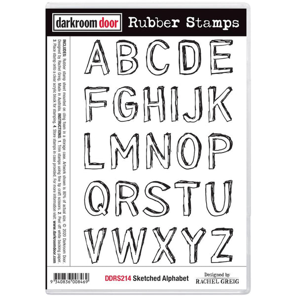 Darkroom Door Cling Stamps 7.3in x 5.1in - Sketched Alphabet