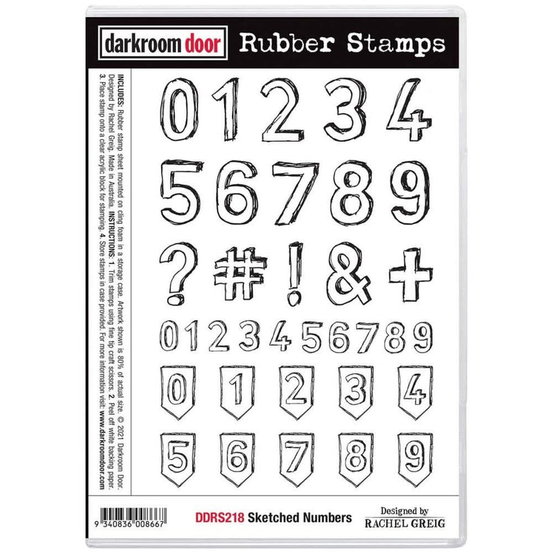 Darkroom Door Cling Stamps 7.3"X5.1" - Sketched Numbers*