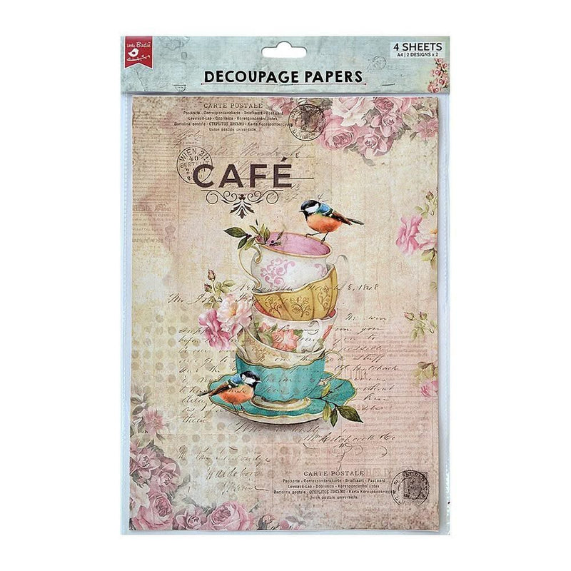 Little Birdie Decoupage Paper A4 4 pack - Birdie Cafe