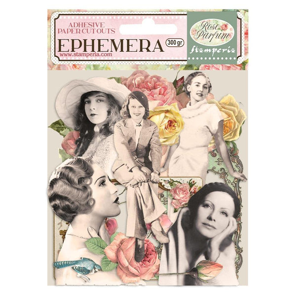 Stamperia Cardstock Ephemera Adhesive Paper Cut Outs - Rose Parfum Frames & Ladies