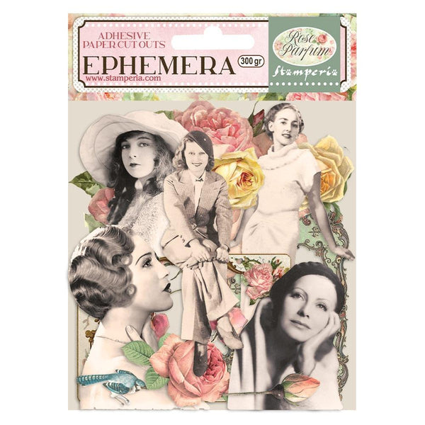 Stamperia Cardstock Ephemera Adhesive Paper Cut Outs - Rose Parfum Frames & Ladies