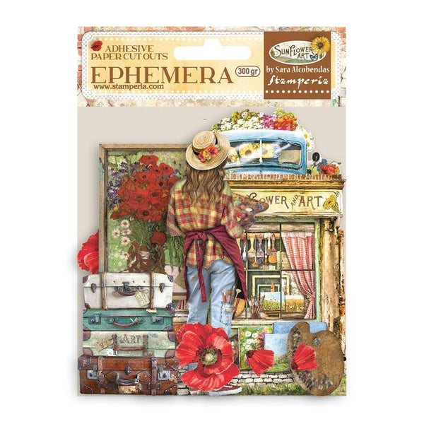 Stamperia Cardstock Ephemera Paper Cut Outs - Sunflower Art Elements And Poppies.*