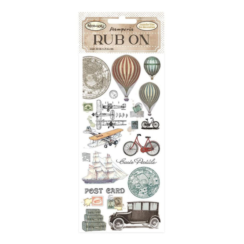 Stamperia Rub-On 4"x 8.5" - Around The World Balloons*