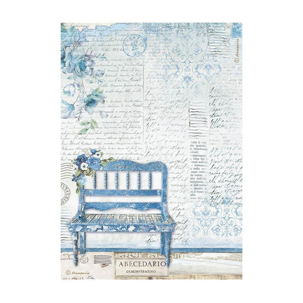 Stamperia Rice Paper Sheet A4 - Blue Land - Bench