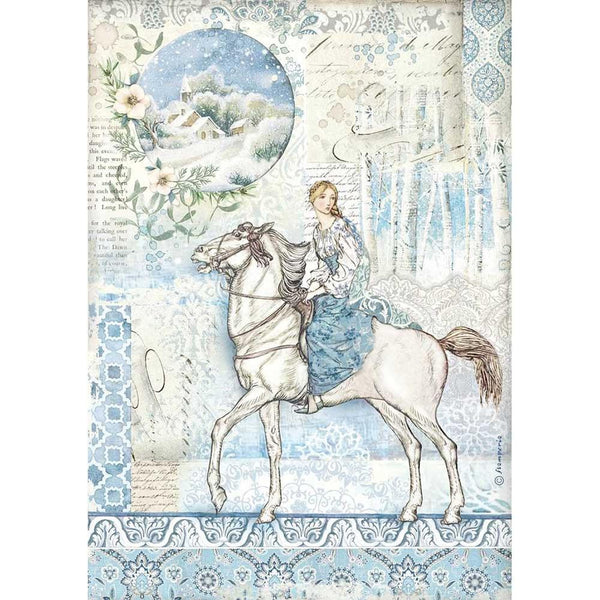 Stamperia Rice Paper Sheet A4 - Horse, Winter Tales*