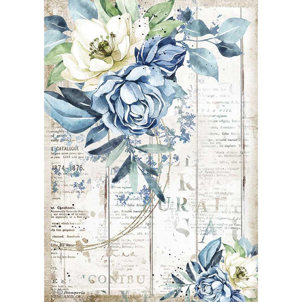 Stamperia Rice Paper Sheet A4 - Sea Dream Blue Flower, Romantic