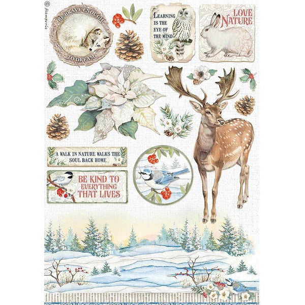 Stamperia Rice Paper Sheet A4 - Poinsettia, Winter Tales*
