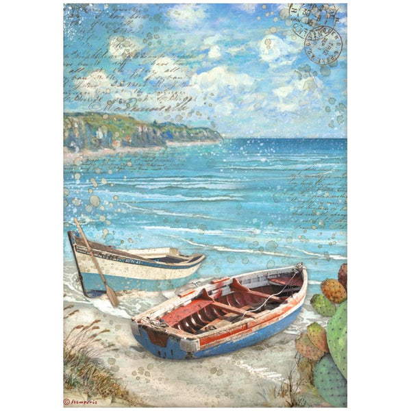 Stamperia Rice Paper Sheet A4 - Blue Dream Boats*
