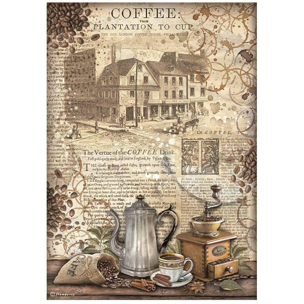 Stamperia Rice Paper Sheet A4 - Coffee And Chocolate - Grinder