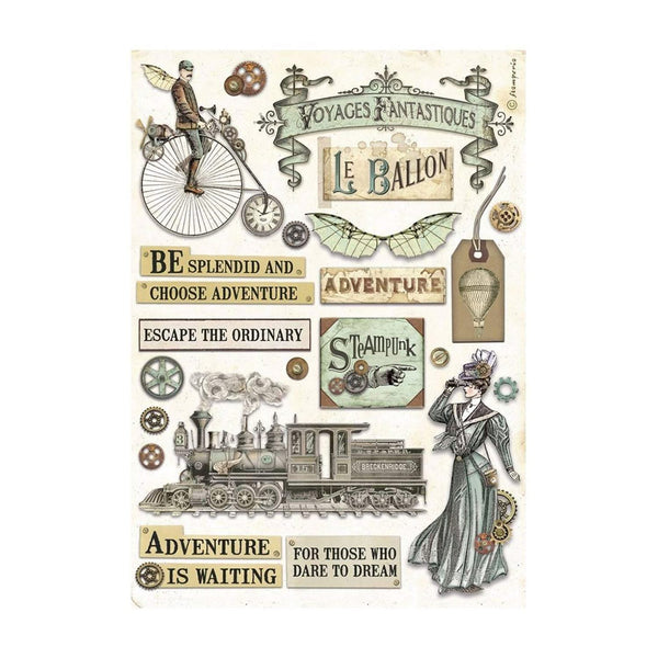 Stamperia Rice Paper Sheet A4 - Voyages Fantastiques - Elements*
