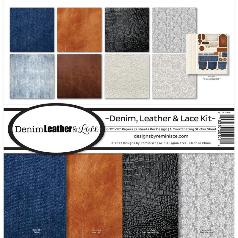 Reminisce Collection Kit 12"X12" Denim, Leather & Lace