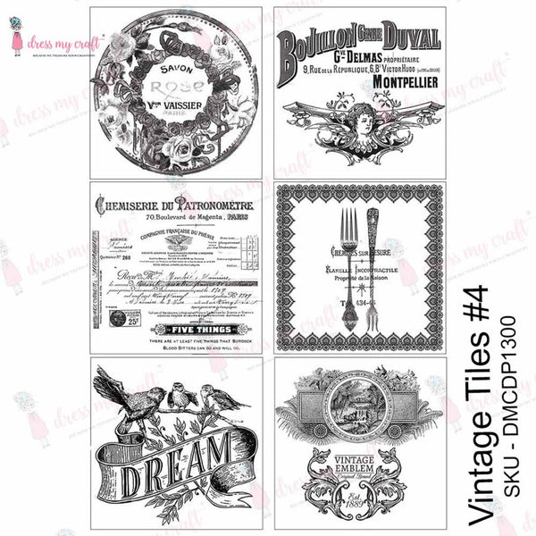 Dress My Craft Transfer Me Sheet A4 - Vintage Tiles #4*