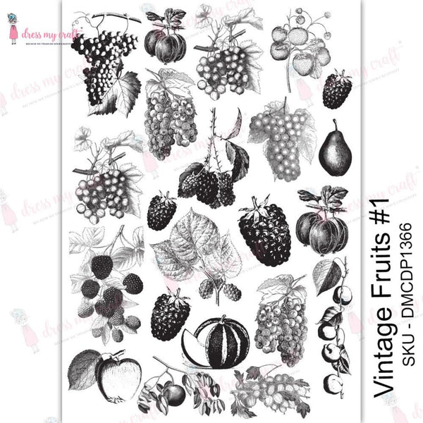 Dress My Craft Transfer Me Sheet A4 - Vintage Fruits #1*