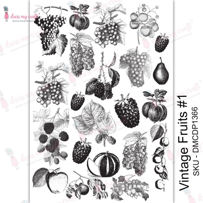 Dress My Craft Transfer Me Sheet A4 - Vintage Fruits