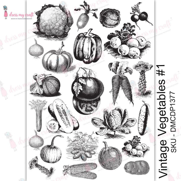 Dress My Craft Transfer Me Sheet A4 - Vintage Vegetables #1*