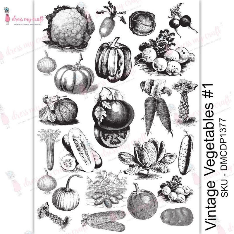 Dress My Craft Transfer Me Sheet A4 - Vintage Vegetables
