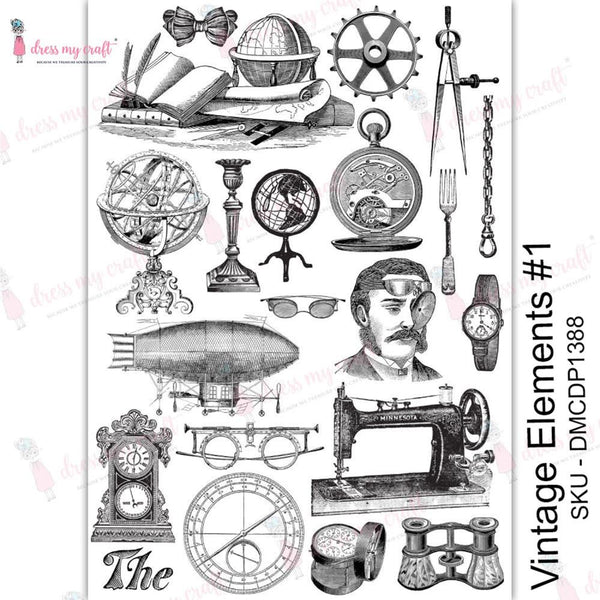 Dress My Craft Transfer Me Sheet A4 - Vintage Elements #1*