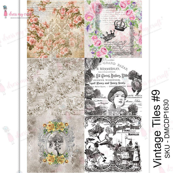 Dress My Craft Transfer Me Sheet A4 - Vintage Tiles #9*