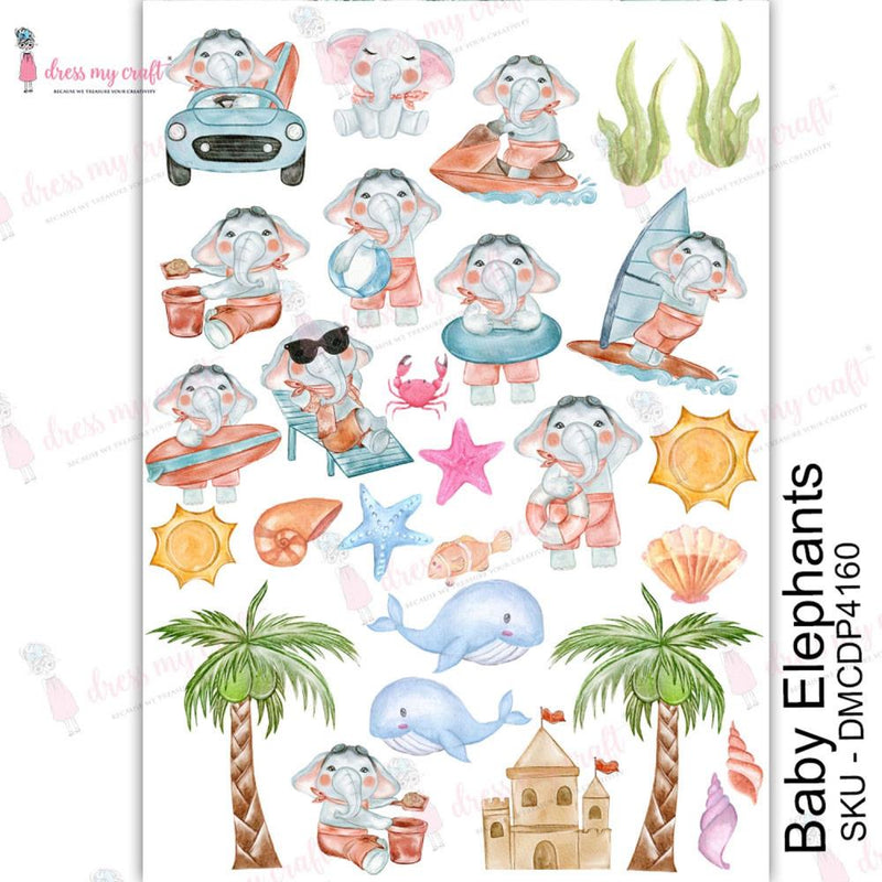Dress My Craft Transfer Me Sheet A4 - Baby Elephants*