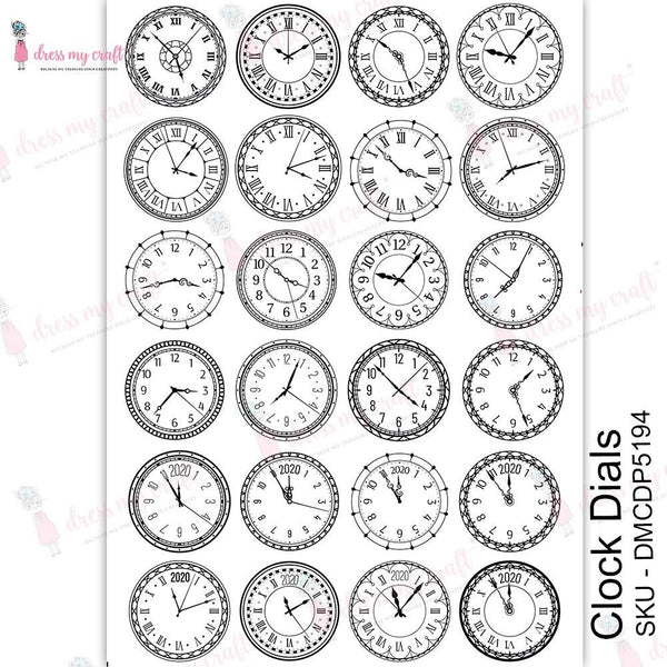 Dress My Craft Transfer Me Sheet A4 - Clock Dials*