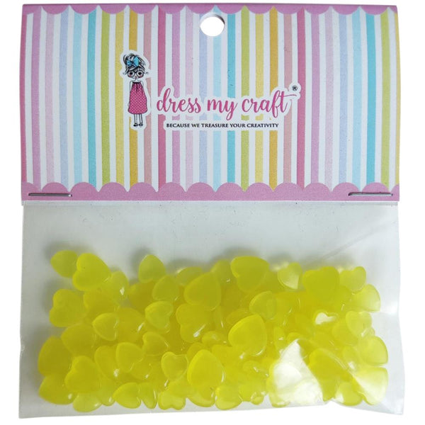 Dress My Craft Water Droplet Embellishments 8g Pastel Yellow Heart - Assorted Sizes*