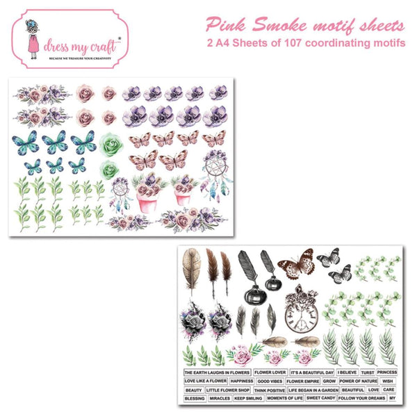 Dress My Crafts - Fussy Cutting Image Sheet 240gsm A4 2 pack - Pink Smoke*