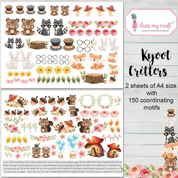Dress My Craft Image Sheet 240gsm A4 2 pack - Kyoot Critters