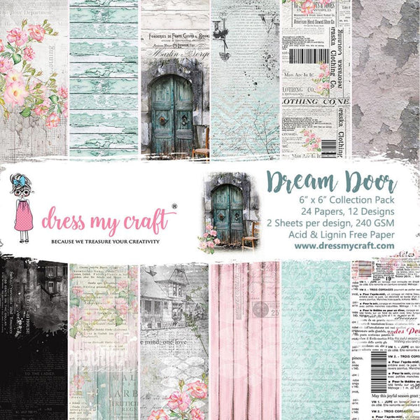 Dress My Crafts Single-Sided Paper Pad 6in x 6in  24 pack - Dream Door, 12 Designs/2 Each