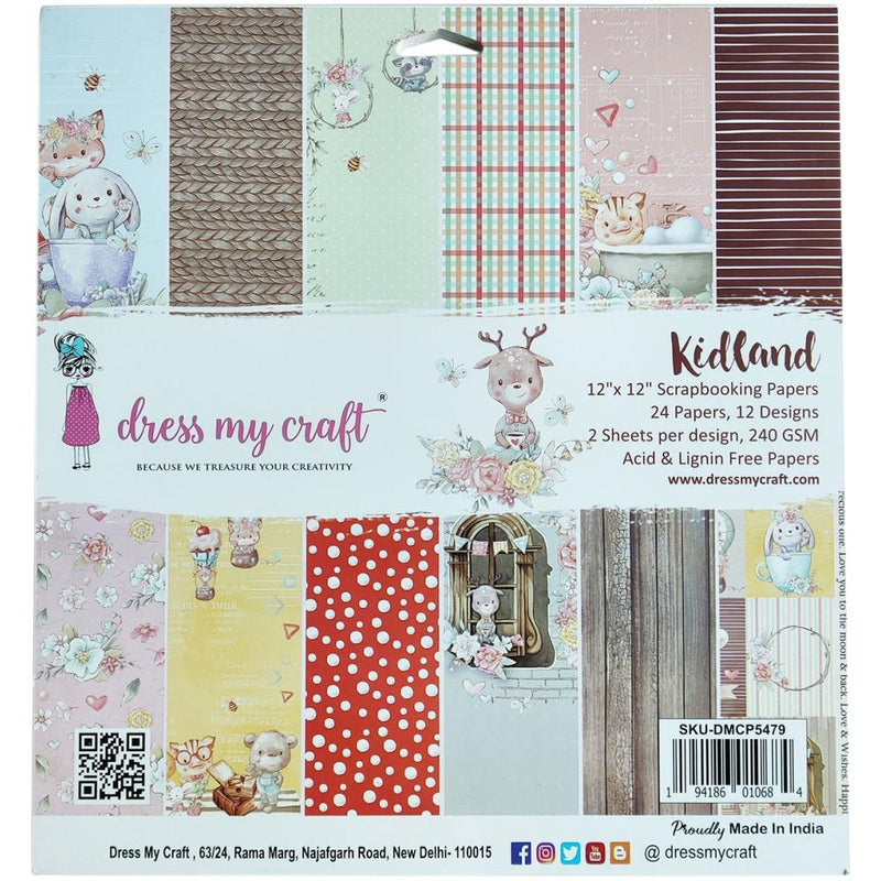 Dress My Craft Single-Sided Paper Pad 12"X12" 24 pack - Kidland*
