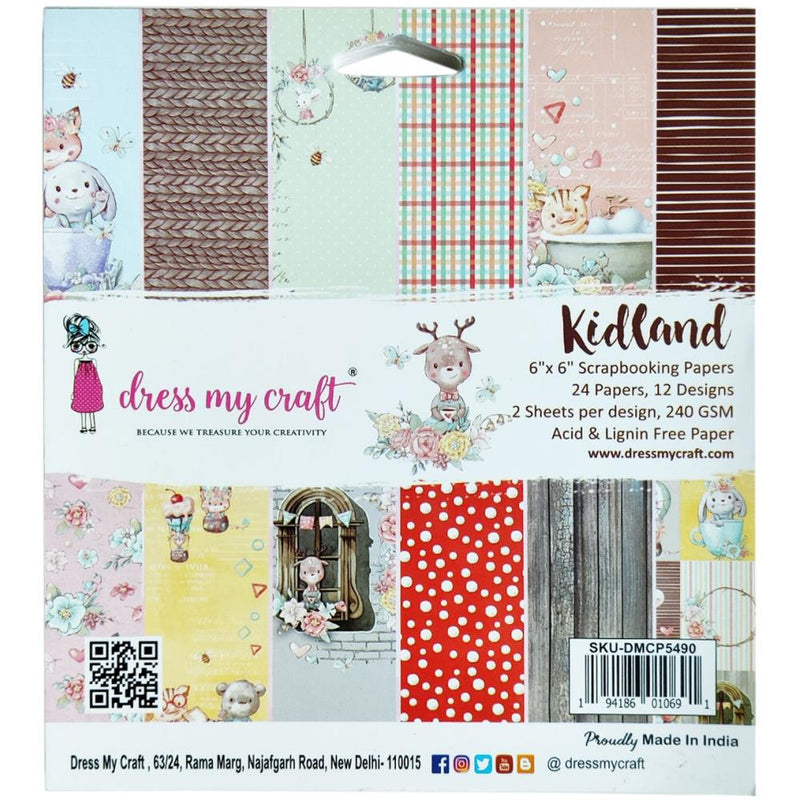 Dress My Craft Single-Sided Paper Pad 6"X6" 24 pack - Kidland*