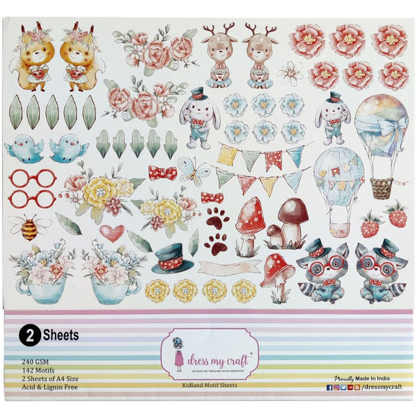 Dress My Craft Image Sheet 240gsm A4 2 pack - Kidland Motif 142 Pieces*