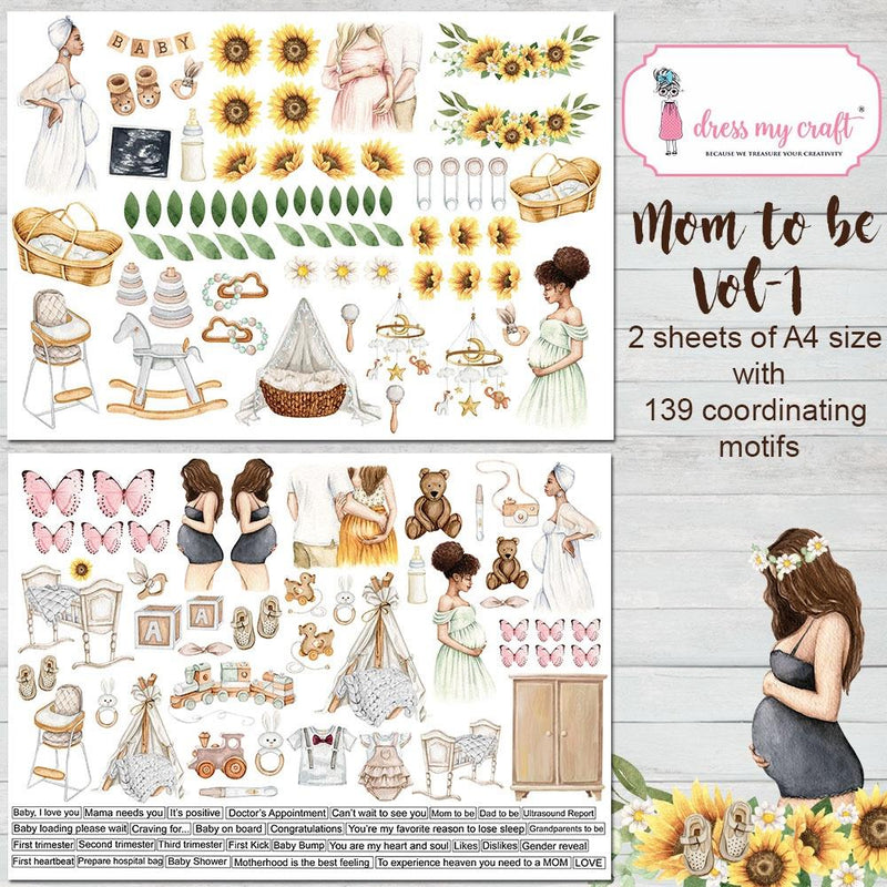 Dress My Craft Image Sheet 240gsm A4 2 pack  - Mom To Be