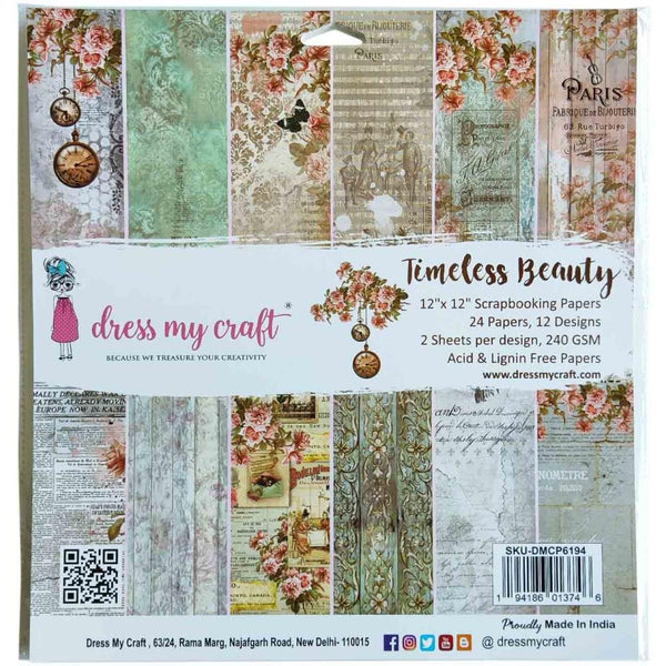 Dress My Craft Single-Sided Paper Pad 12"X12" 24 pack - Timeless Beauty*