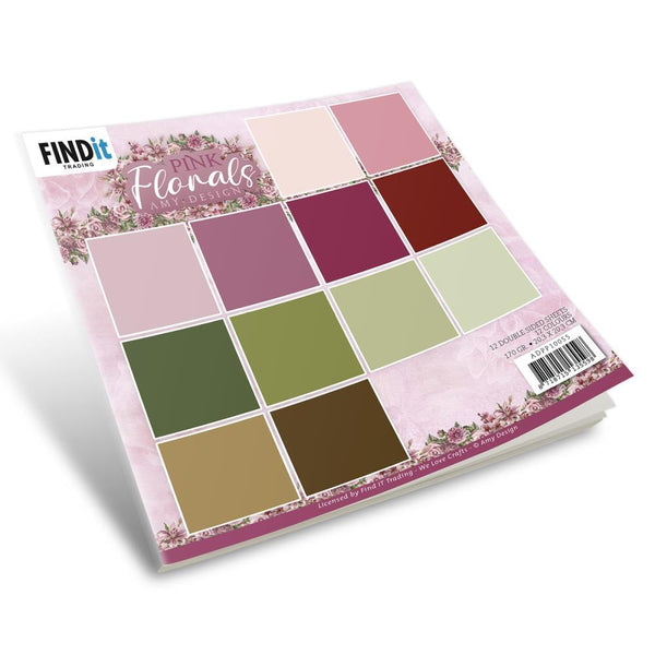 Find It Trading Amy Design Solids Paper Pack 8"X8" 12/Pkg Solids, Pink Florals