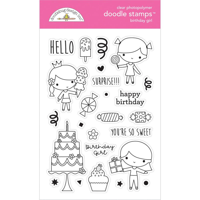 Doodlebug Clear Doodle Stamps - Birthday Girl, Hey Cupcake