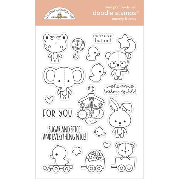 Doodlebug Clear Doodle Stamps 4in  x 6in - Nursery Friends, Bundle Of Joy*