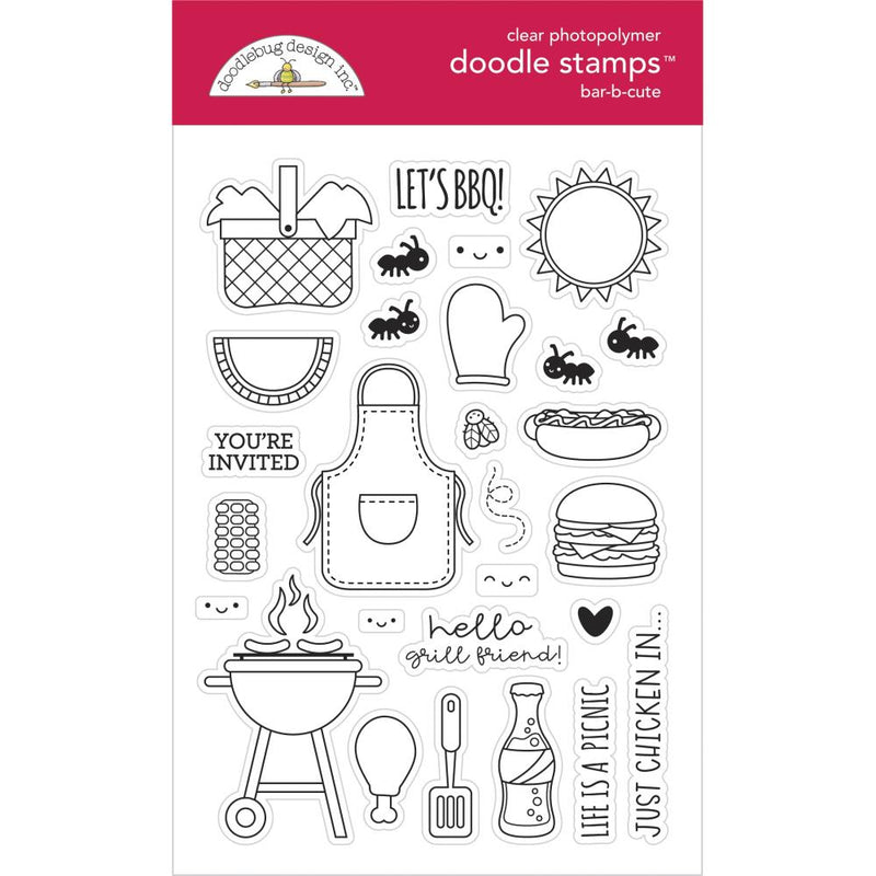 Doodlebug Clear Doodle Stamps 4in x 6in - Bar-B-Cute*