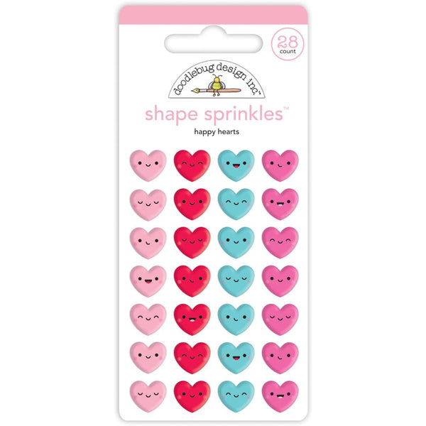 Doodlebug Sprinkles Adhesive Enamel Shapes - Happy Hearts