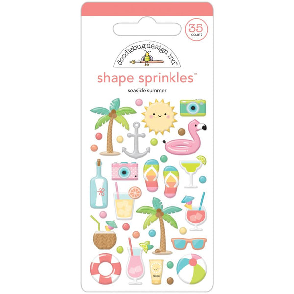 Doodlebug Sprinkles Adhesive Enamel Shapes 35 Pack - Seaside Summer*