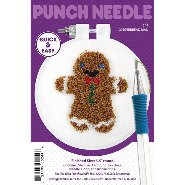 Design Works Punch Needle Kit 3.5" Round - Gingerbread