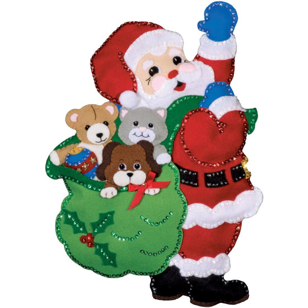 Design Works Felt Wall Hanging Applique Kit 13"x 18" - Santa & Friends*