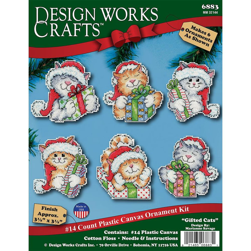 Design Works Plastic Canvas Ornament Kit 3.5"X3.5" - Set of 6 Cats (14 Count)*