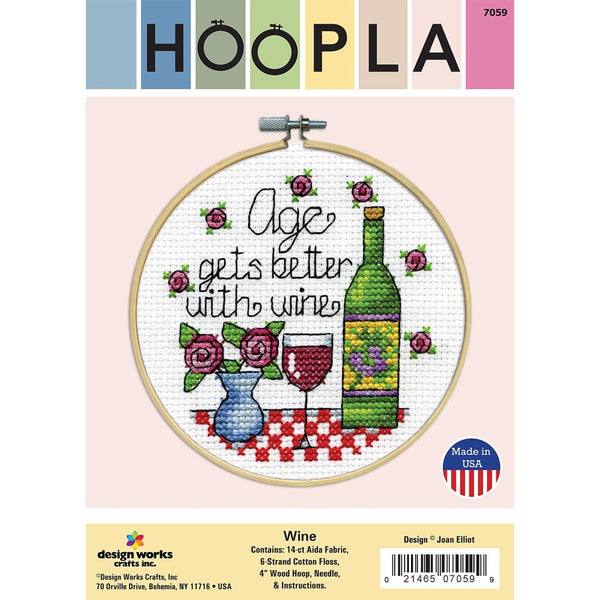 Design Works Counted Cross Stitch Kit 4" Round - Wine (14 Count)