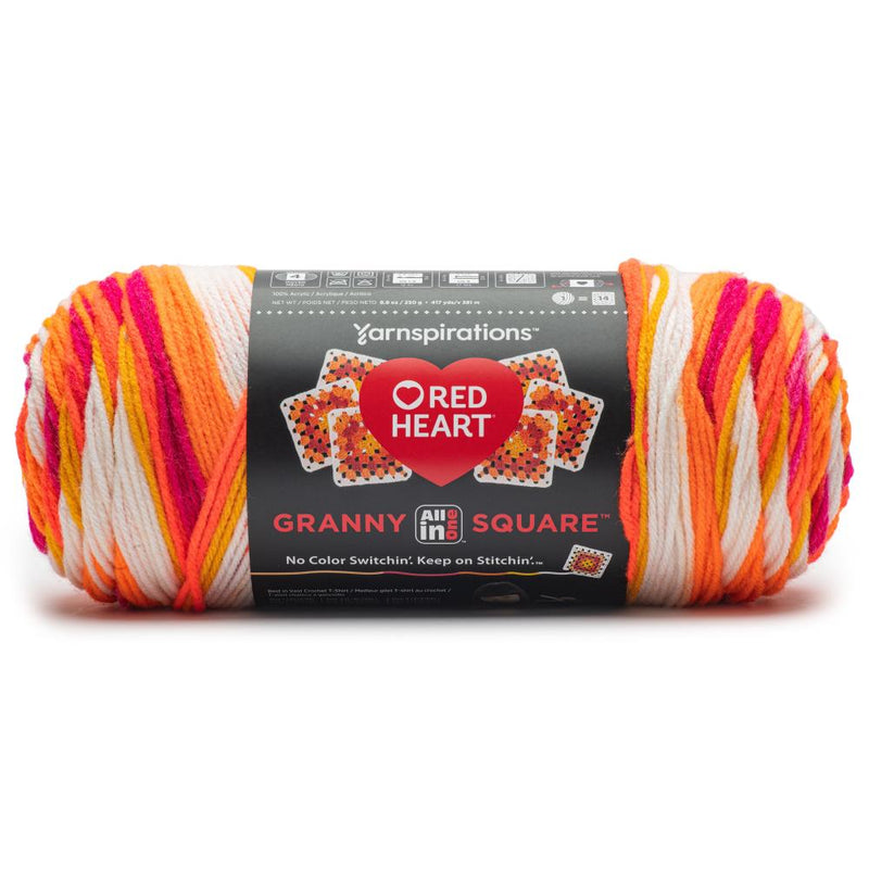 Red Heart All in One Granny Square - Soft White - Citrus Twist*
