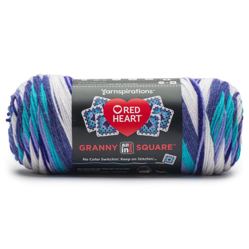 Red Heart All in One Granny Square - Soft White - Amethyst*
