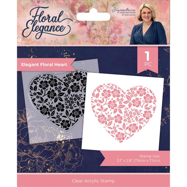 Crafter's Companion Sara Signature Floral Elegance Clear Acrylic Stamp Elegant Floral Heart*