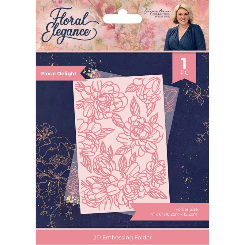 Crafter's Companion Sara Signature Floral Elegance 2D Embossing Folder 4"X6" Floral Delight