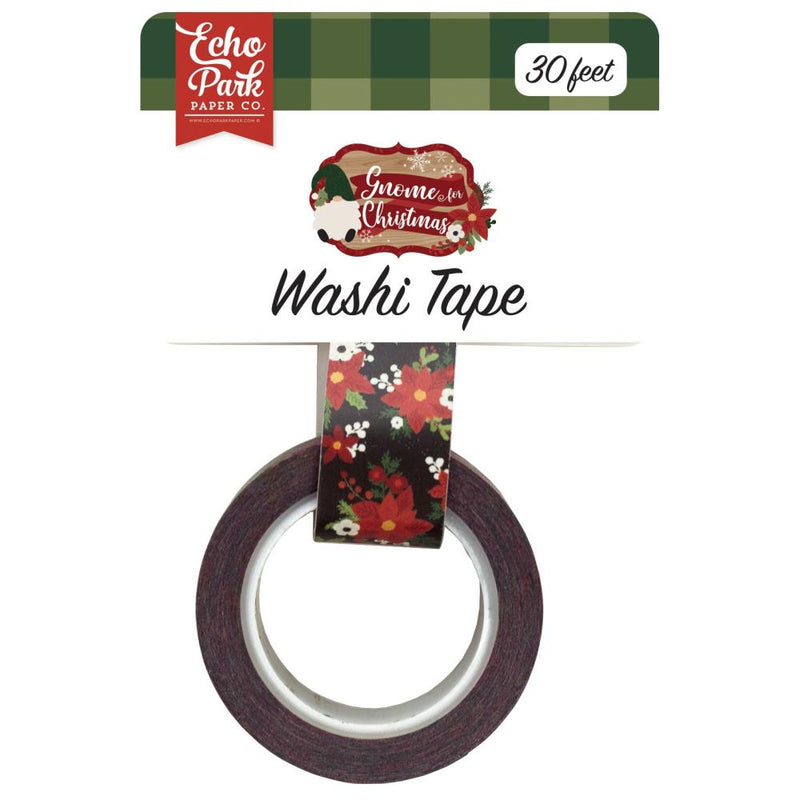 Echo Park Gnome For Christmas Washi Tape 30ft - Poinsettia*