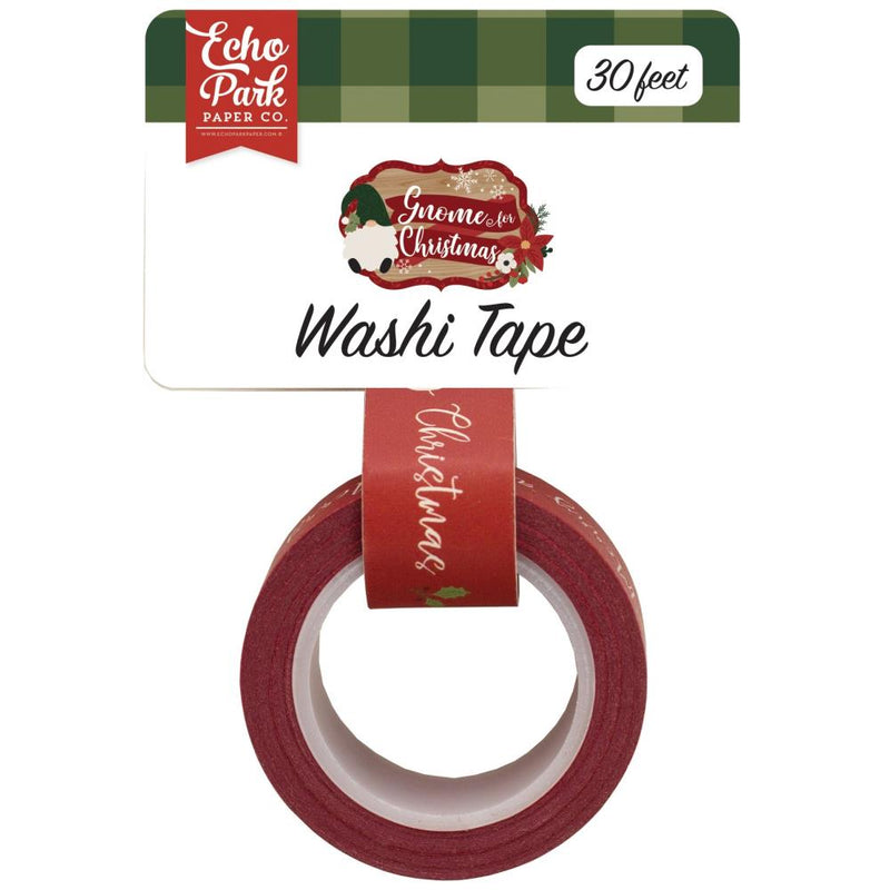 Echo Park Gnome For Christmas Washi Tape 30ft - Merry Christmas Mistletoe